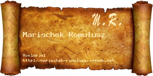 Marischek Romulusz névjegykártya